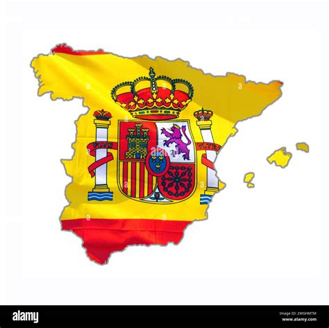 Outline of Spain designed with national flag Stock Photo - Alamy