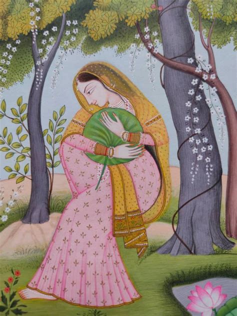 Buy Indian Miniature Kangra Pahari Nayika Original Painting ,pahari ...