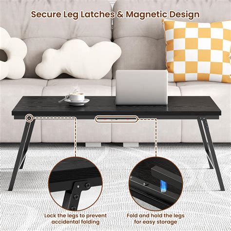 41.3" Folding Coffee Table With Safety Buckles, Low Coffee Table ...