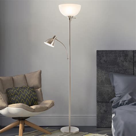 Torchiere Floor Lamp with Reading Light-Sturdy Metal Base, Marbleized ...