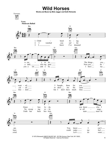 Guitar Chords Wild Horses