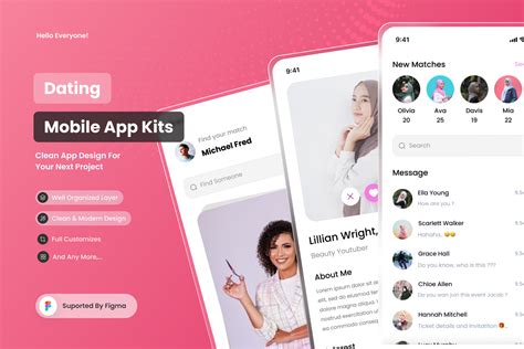 Dating - Mobile App UI Kits, an UI Kit Template by SquidPixey