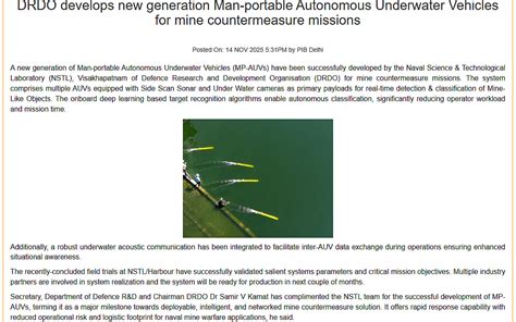 DRDO's Naval Science & Technological Laboratory Invents Man-Portable ...