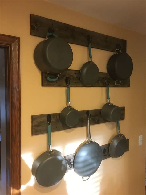 Pot and Pan rack I made from reclaimed wood that used to be my deck ...