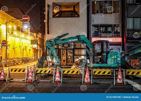 Japanese construction site editorial stock photo. Image of zone - 261486788