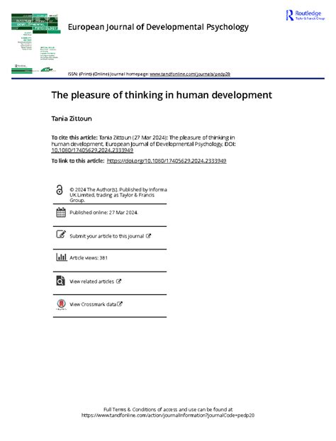 The pleasure of thinking in human development - Full Terms & Conditions ...