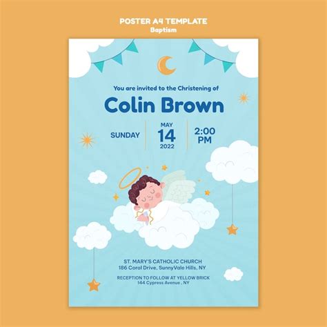Design de modelo de cartaz de batismo | PSD Grátis