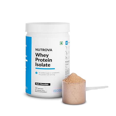 Nutrova Whey Protein Isolate Dark Chocolate (300g) with 24g Protein ...