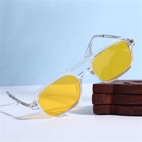 Buy Colton Edition Clear Yellow Rectangle Sunglasses Online ...