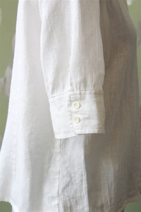 Vintage 1980s White Linen Button Up Collared Blouse, Medium – Ian ...