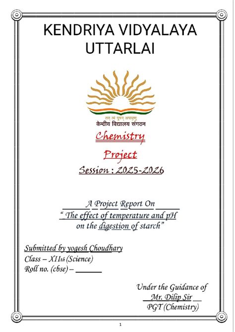 Chemistry Project Report: Effect of Temp & pH on Digestion (Class XII ...