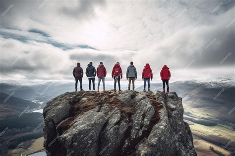 Premium Photo | A team of young people looking beyond the horizon