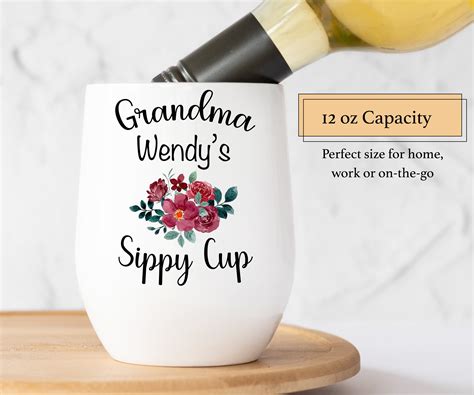 Grandma Wine Tumbler With Name Custom Grandma Sippy Cup - Etsy