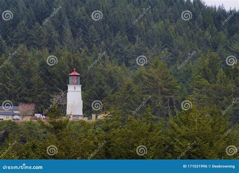 Umpqua River Lighthouse on the Oregon Coast Stock Photo - Image of ...