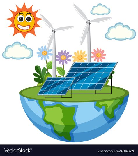 Green energy concept with solar panels and wind Vector Image