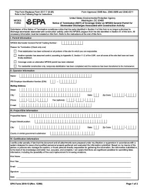 Fillable Online epa Npdes notice of coverage fillable form Fax Email ...