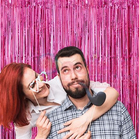 Buy Propsicle Foil Fringe Curtain Pack of 2 Pink 3ftx6ft Backdrop ...