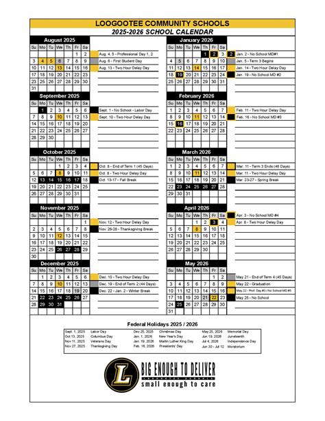 Loogootee Community Schools Calendar 2025-26 | Download PDF