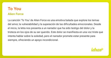Significado de la canción TO YOU (Alien Force) - LETRAS.COM