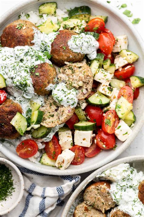 Healthy Greek Turkey Meatballs With Tzatziki - Erin Lives Whole