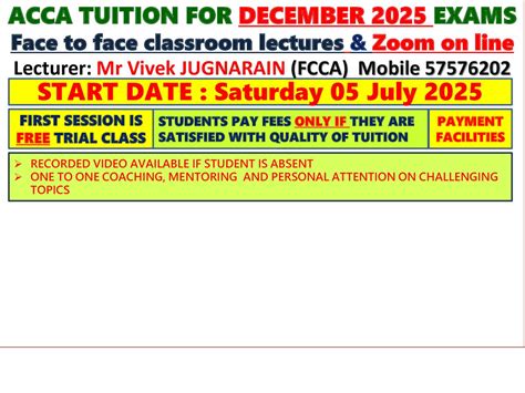 ACCA TUITION VIVEK JUGNARAIN. , Malartic Street, 73502, Curepipe ...