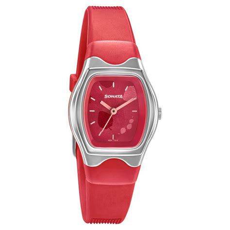 Buy Online Sonata Play Red Dial Women Watch With Plastic Strap ...