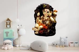 WALL GURU 44 cm Decorative Lord Ganesha Wall Sticker(Multicolor PVC ...