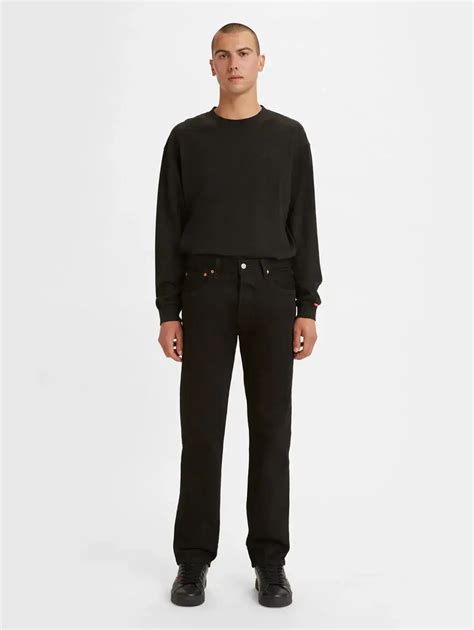 Levis-Men's 501 Black Straight Fit Mid Rise Jeans
