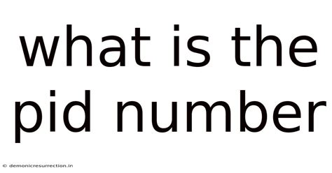 What Is The Pid Number