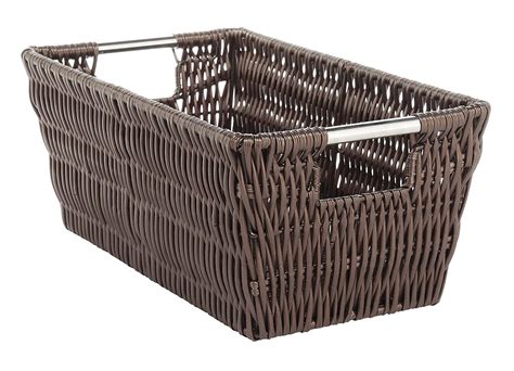 Whitmor Plastic and Metal Plastic Small Rattique Shelf Tote (Brown ...