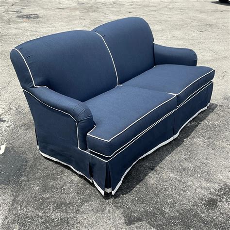 Vintage Custom Charles Stewart for Hickory Sunbrella Boseman Sofa For ...