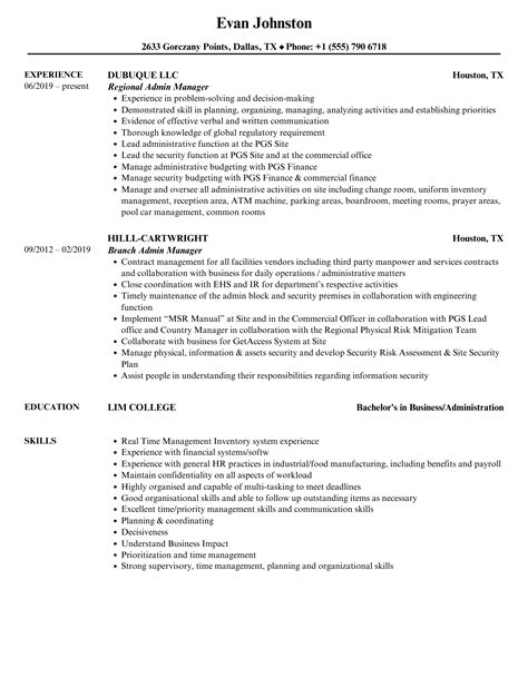 Administrative Manager Resume Example - Riset