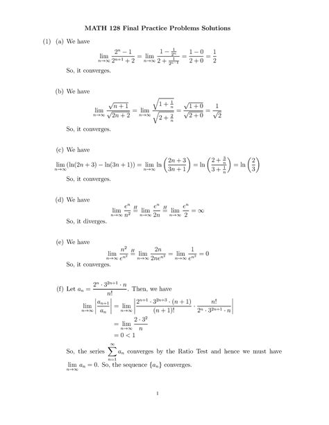 Final Practice Problems solns - MATH 128 Final Practice Problems ...