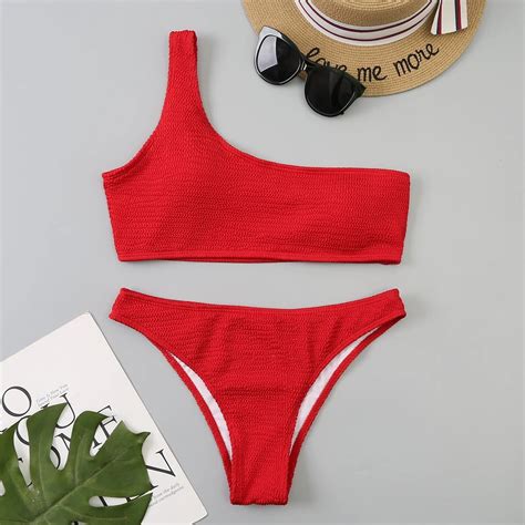 One Shoulder Bikinis 2023 Women Sexy Swimwear Female Brazilian Swimsuit ...