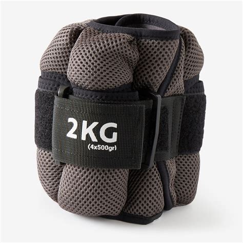 Adjustable Wrist/Ankle Weights, 2 x 2 kg - Charcoal grey, Lunar grey ...