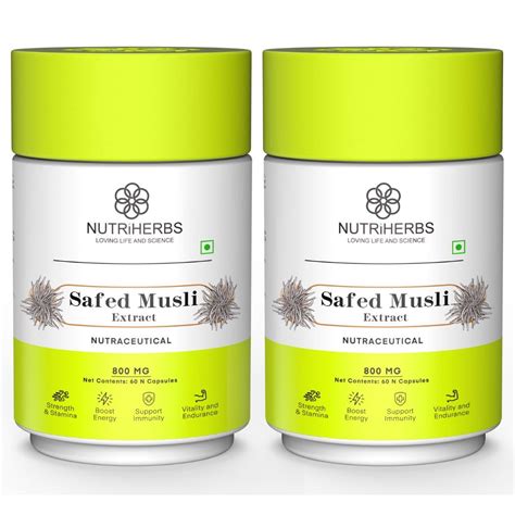 Buy NUTRiHERBS Safed Musli Extract Capsules 800mg – Supplement for Men ...