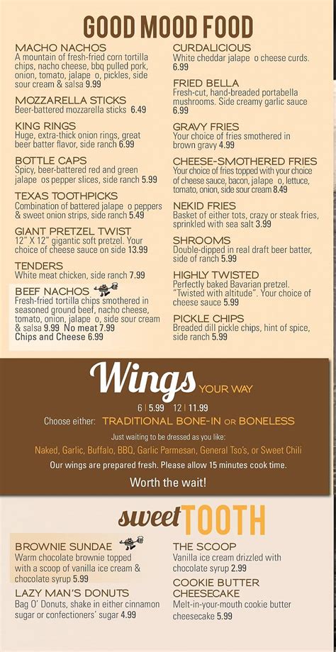 Menu at Burgers & Beer pub & bar, Gibson City