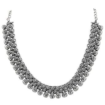 Sasitrends Oxidized German Silver Necklace for Women & Girls (Silver ...