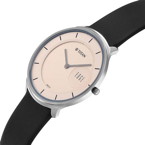Buy Online Titan Edge Murals Quartz Analog Pink Dial Black Leather ...