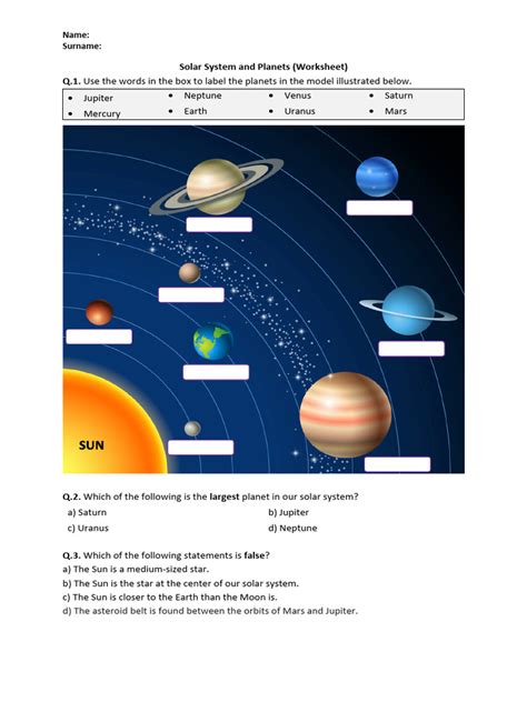 Solar System Worksheet 的图像结果