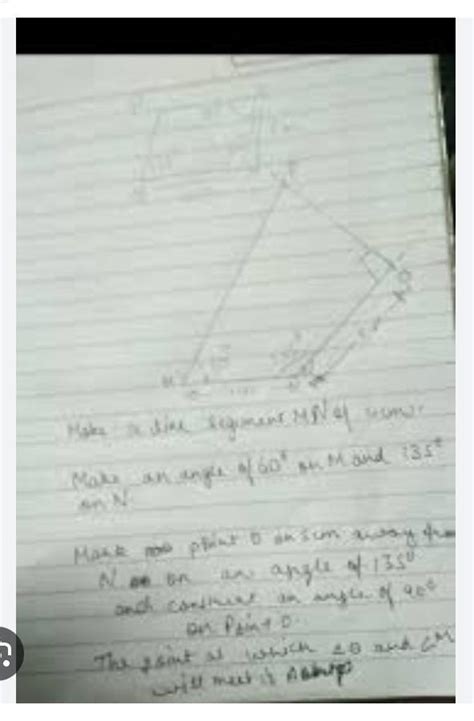 Quadrilateral MNOP where MN- 3 cm, NO-5 cm, OP-5 cm. PM-4 cm and ZN-105 ...