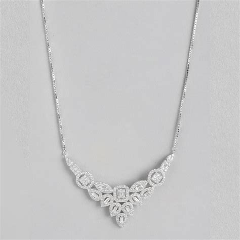Dazzling Elegance CZ Rhodium-Plated 925 Sterling Silver Necklace with ...