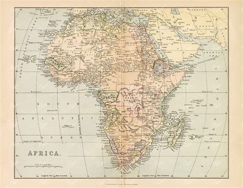VINTAGE Map of Africa. 1880 William Mackenzie. - Century Library