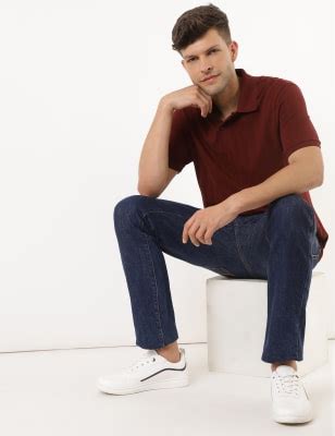 Pure Cotton Self Design Polo Collar T-shirt