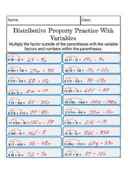 Image result for Distributive Property Using Variables