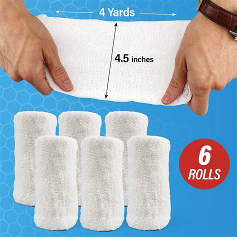 Cotton Gauze Roll - 6 Ply Sterile Bandage, Extra Absorbency - 4.5 x 4 ...