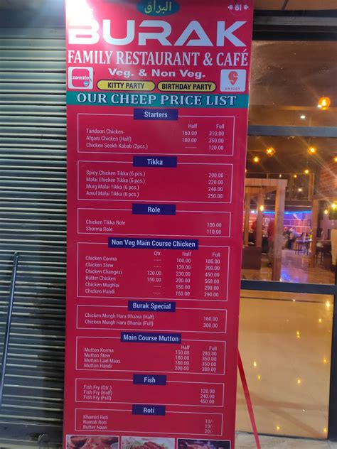 Menu at The Burak restaurant and cafe, Alwar