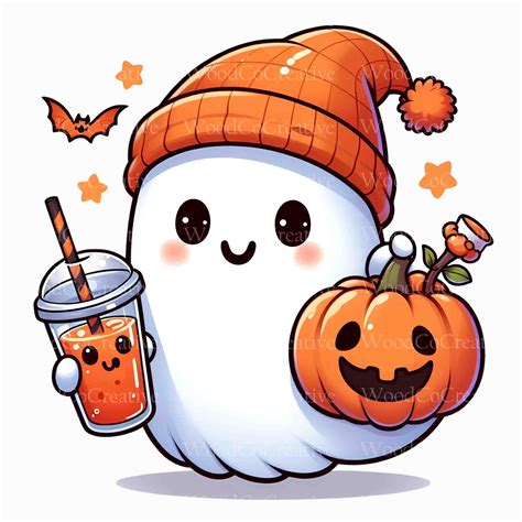 Cute Ghost PNG, Halloween Png, Coffee Png, Bougie Png, Bougie Ghost Png ...