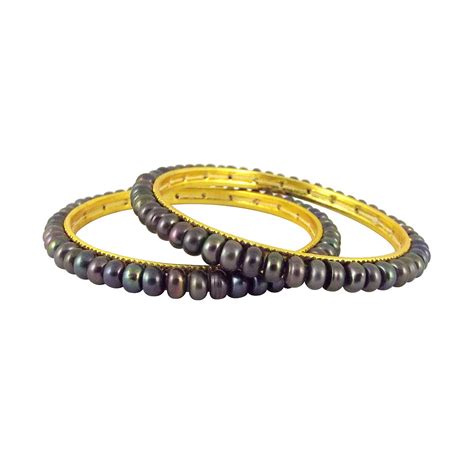 Buy Sri Jagdamba Pearls Dealer Grey Button Pearl Bangles at Amazon.in