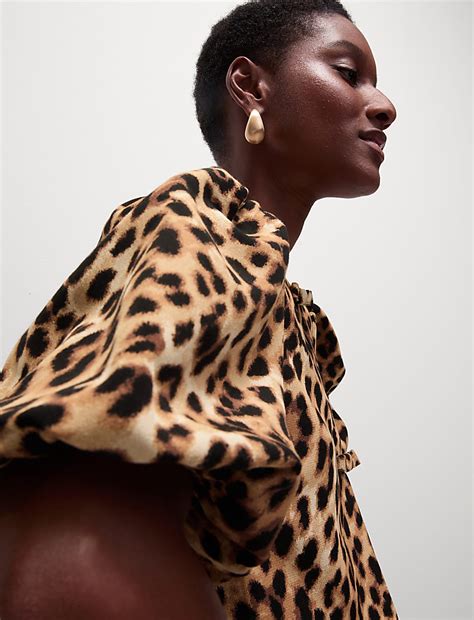 Buy Animal Print Bow Puff Sleeve Blouse at Marks & Spencer